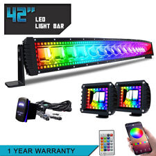 42 inch Curved 240W LED Light Bar Spot Flood Combo Colors Chasing RGB Halo Ring picture