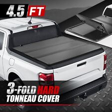 For 22-24 Ford Maverick Truck Fiberglass Hard Solid Top Tri-Fold Tonneau Cover picture
