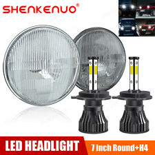 7 Inch led GLASS Headlight Round, ORIGINAL CLASSIC LOOK conversion Chrome pair picture