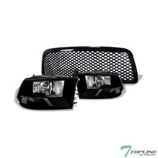 Topline For 2009-2012 Dodge Ram 1500 Dual Lamp Blk Headlights Signal+Mesh Grille picture