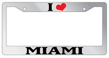 I HEART MIAMI Chrome METAL License Plate Frame Auto picture