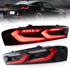 VLAND 2016-2018 Chevy Camaro LED TAIL LIGHTS Gloss Red/Smoke Rear Brake Lamps picture