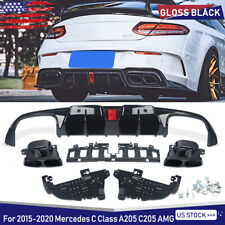 For 2015-19 Mercedes C Class Coupe C205 AMG Rear Diffuser + Exhaust Tips B-Style picture