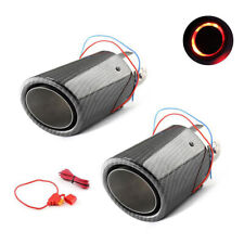 2PCS Universal Modified LED Luminous Muffler Tip Tail Pipe Carbon Fiber Curved picture