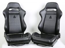 2 X TANAKA BLACK PVC LEATHER RACING SEATS RECLINABLE + SLIDERS FITS FOR TOYOTA A picture