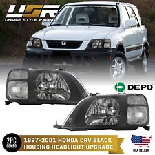 DEPO JDM Black Housing Headlights w/ Clear Corners For 1997-2001 Honda CRV CR-V picture