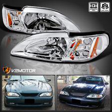 Fits 1994-1998 Ford Mustang 1PC Style Headlights Corner Signal Lamps Left+Right picture