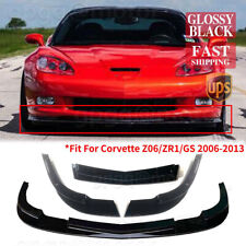 For Corvette C6 Z06 2005-2013 | ZR1 Style Glossy Black Front Bumper Splitter Lip picture