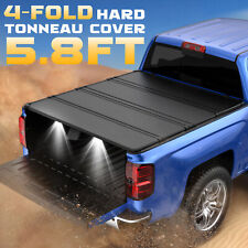 5.7/5.8FT 4-Fold Hard Tonneau Cover for 2009-2024 Ram 1500 Truck Bed w/ LED Lamp picture