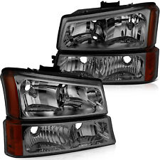 For 2003-2007 Chevy Silverado Avalanche 1500 Smoke Headlights Assembly Pair picture