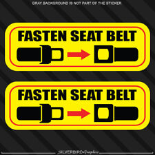 2x Fasten Seat Belt sticker warning caution vehicle car bus caution safety strap picture