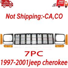 New Fits 97-01 JEEP CHEROKEE Front Grille & Headlight Door Side Marker Light 7PC picture