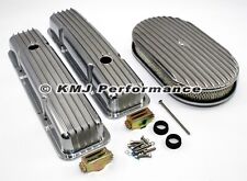 58-86 SBC Chevy 350 Finned Retro Aluminum Valve Covers Air Cleaner Dress Up Kit picture