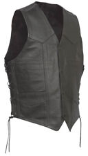 Men's Motorcycle vest Leather vest Club Style Biker Vest side laces Gun pocket picture