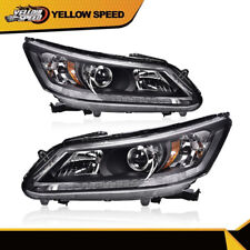 Fit For 2013-2015 Honda Accord w/ LED DRL Black Projector Headlights Left+Right picture