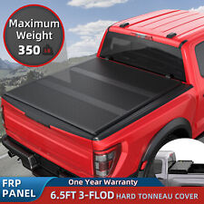 6.5FT 3-Fold Hard FRP Tonneau Cover For 2015-2024 Ford F150 Truck Bed Cover picture