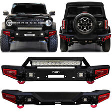 Vijay For 2021-2024 Ford Bronco Front and Rear Bumper w/Winch Plate & LED Lights picture