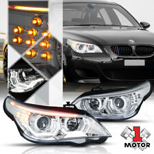 Chrome Dual [3D HALO] Projector Headlight LED Signal for 04-07 BMW E60 5-Series picture