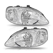 2x For 1999-2000 Honda Civic 2/3/4dr Headlight Headlamp Chrome Left & Right Side picture