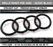 Audi Front Grille Hood Emblem Gloss Black Rings Badge A1 A3 A4 S4 A5 S5 A6 S6 TT picture