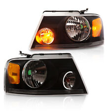 PAIR AMBER SIDE CLEAR/BLACK HEADLIGHTS ASSEMBLY FIT FOR 04-2008 FORD F-150 F150  picture