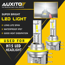 AUXITO H15 LED Headlight Bulbs High Low Beam DRL 6500K Brighter White Lamp 2x EA picture