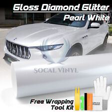 Gloss Diamond Glitter Pearl White Sparkle Metallic Vinyl Wrap Sticker Decal Film picture
