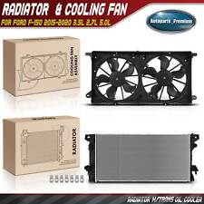 Radiator & Dual Cooling Fan w/ Shroud for Ford F-150 2015-2020 3.5L 2.7L 5.0L picture
