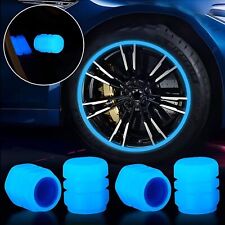 4PCS Blue Fluorescent Car Bike Tire Valve Luminous Cap Valve Stem Caps Universal picture