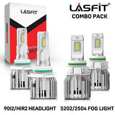 4X LASFIT 9012 HIR2 5202/2504 Combo LED Headlight Bulb High Low Beam 6000K White picture