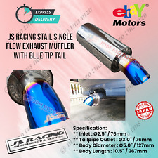Expedite Ship JS Racing Stail Exhaust Muffler + Blue Tip Tail Out Ø3.0