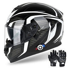 DOT Bluetooth Motorcycle Helmet Full Face With Headset Intercom & Gloves picture