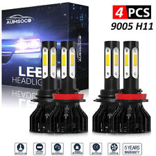 9005+H11 Combo LED Headlight Bulbs 4-Sides Kit High Low Beam 6000K Cool White picture