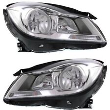 Headlight Set For 2012-2014 Mercedes Benz C250 Left and Right Chrome Housing 2Pc picture