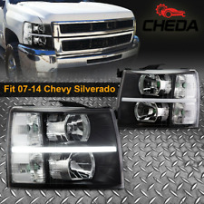 [LED DRL STRIP]FIT FOR 07-14 CHEVY SILVERADO BLACK HOUSING CLEAR CORNER HEADLIGH picture