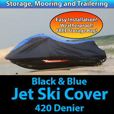 SemiCustom Jet Ski PWC Cover [BLUE + BLACK] Fits Yamaha WaveRunner VXR VX1800AK picture