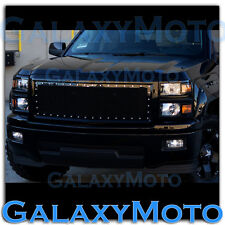14-15 Chevy Silverado 1500 Black Front Hood Complete Rivet Mesh Grille+Shell picture