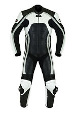 Motero Motorcycle Motorbike 1 Piece Leather racing suit CE Armoured Black/Silver picture