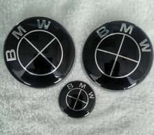 3PCS For BMW Heritage Emblem Kit 82mm Hood 74mm Trunk 45mm Steering Wheel Logo picture