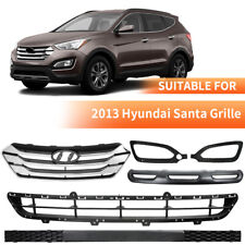 Fit Hyundai Santa Fe Sport 2013-2016 Front Upper Grille Fog Light Bezels Set 4pc picture