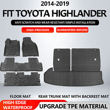 For 2014-2019 Toyota Highlander 7 Seats TPE Floor Mats Trunk Mat Cargo Liners picture