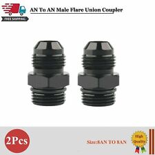 (2) ORB-8 O-Ring Boss -8AN to -8AN Male Adapter Fitting Straight Black Anodized picture