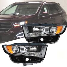 Headlight Headlamp Chrome Housing Pair For 2015-2018 Ford Edge Halogen Projector picture