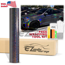 Holographic Brushed Aluminum Gray Rainbow Car Vinyl Wrap Sticker Sheet Decal picture