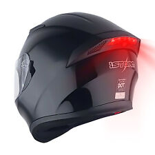 1Storm Motorcycle Dual Visor Full Face Helmet Mechanic with LED Tail Light picture