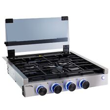 RecPro RV Built In Gas Cooktop | 3 Burners | RV Cooktop Stove Stainless w/ Cover picture