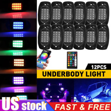 12 Pod RGB LED Rock Lights Kit Offroad Truck ATV Underbody Neon Music Bluetooth picture