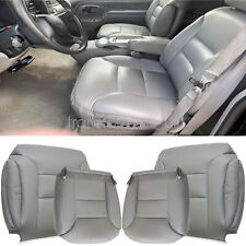 For 1995-1999 GMC Sierra Chevy Tahoe Front Leather Bottom Top Seat Cover Gray picture