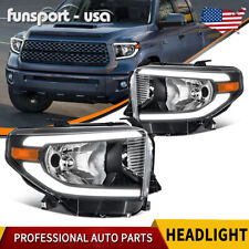 LED DRL Tube Headlights For 2014-2021 Toyota Tundra Black Housing Headlamps Set picture