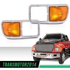 Left & Right Headlight Bezesl Signal Corner w/ Bulb Fit For 00-15 Ford F650 F750 picture